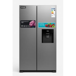 Key Features XXL Door Balcony : Taller items like 2-litre soda bottles, or two layers of regular bottles, can be easily accommodated in the large door pockets Removable Twist Ice Maker : A removable ice maker with a twistable knob which helps the ice cubes fall seamlessly in to the tray without sticking to the other. Gives you perfectly formed ice cubes every time Bright LED Lighting : The LED lighting design is deeper and wider, providing clear illumination without being harsh on the eyes. You can comfortably find your food in the darkness without being dazzled;Premium Aesthetics : The design of the refrigerator is elegant and sleek, allowing it to blend in perfectly with deluxe home decor Frost-free side-by-side refrigerator; Capacity : 490 Actual Litres Warranty: 1 year on product, 10 years on compressor Total No Frost : More advanced than regular frost-free, the innovative Total No Frost Technology from Hisense circulates cold air evenly throughout your fridge to prevent build-up of ice crystals, so there’s no need to ever manually defrost. It will also let your food stay fresh for a longer period of time without perishing Multi Air Flow : An intelligent and evenly distributed air system is inbuilt in both the fridge and the freezer section, maintaining a constant, optimal temperature throughout and keeping your food consistently chilled to perfection Super Freeze : Super Freeze Function can quickly lower frozen Inverter