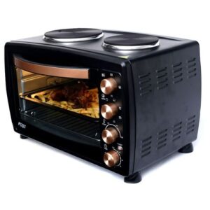Product details Pixel 38 Litre oven with Two Hot Plates- Black: Type: Oven & hot plate Cavity Capacity: 38 l Maximum Microwave Power: 1300 Warranty: 1 year on service, 2 years on parts and on magnetron ThePixel 38 Litres Oven - Black is a stylish and efficient appliance that can help you cook your meals faster and better. It has a38 L cavity capacity and a maximum microwave power of 1300, which makes it perfect for small to medium-sized families. The microwave has 5 power levels that allow you to cook your food to perfection. It also has a convection type that ensures even distribution of heat and faster cooking times. The microwave control type is electronic, which makes it easy to use and operate. The microwave has a sleek black color that adds a touch of elegance to your kitchen. The microwave comes with a 1-year warranty on service and 2 years on parts and on magnetron, ensuring that you get the best value for your money. Specifications Key Features Type: Oven & hot plate Cavity Capacity: 38 Two Hot Plates Maximum Microwave Power: 1300