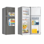 Product details 158 Litres Double Door Fridge/ Refrigerator, Net Volume 125 Litres - Dark Silver. The Onida Plus Double Door Refrigerator features state of the art technologies meant to making your life convenient and easier all packed in a stylish modern design.‎ Order for the Onida Plus Double Door​ fridge today online in Uganda and let Jumia Uganda deliver it straight to your home‎.‎ Toughened Glass Shelves No matter how heavy the utensils are, the shelves are made of toughened glass. They are capable of holding heavy food items. They can also be adjusted as per need and can take load as heavy as 175kg. Toughened Glass Shelves Anti bacterial gasket This easy to clean removable airtight gasket seals in the freshness and keeps out the bacteria and dust particles accumulated in the door seal. It stops mould spores from entering and spoiling the food inside, keeping it healthy and hygienic for longer periods. Anti bacterial gasket Fast Ice Making Without putting extra load on the compressor,this refrigerator is designed to make ice 20% faster with a specially designed ice tray. So whenever you get an idea to surprise your loved ones with a chilled drink, you’re ready without pressing any button. Fastest in Ice Making Large Veg Basket Largest space of 25 liters, that allows you to store more along with moist balance crisper that keeps your vegetables moist & fresh for long. Experience unrivaled levels of freshness and unmatched efficiency with multi flow air technology to leave your groceries fresh all through. Largest Veg Basket Specifications Key Features Gross Capacity: 158L, Rated Voltage: 220 - 240V Rated Frequency: 50/60Hz Input Watts: 102W Current: 0.80A Net 125L (Fridge) Net 35L ( Freezer compatment) Weight: 30Kgs Power cut Ever cool Fast Ice Making Exquisite, elegant finish Numerous compartments Toughened Glass Shelves