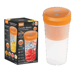 RAF Rechargeable Usb Portable Blender | R2829 Brand Name: RAF Model Number: R.2829 Capacity: 300ml Voltage(v): 220-240v Power(w): 80W 8 Knife Blades function Power Source: Electric Unit Product size: 11*11*20cm