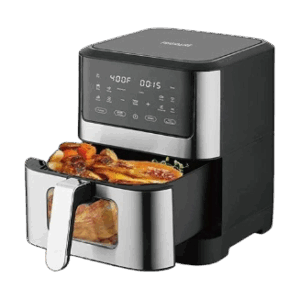 Key Features 10 litre capacity 60-minute timer 10 cooking functions Easy to use with digital touch control panel Multi-functional cooking with little to no oil Adjustable time and temperature control Detachable non-stick basket for easy cleaning Dishwasher safe accessories Cool and touch handle Overheat protection