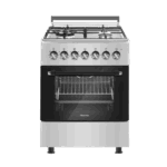 Hisense 60*60cm 3 Gas & 1 Electric Freestanding Cooker w/ Electric Oven Matt Finish Auto-Ignition Convection Fan Double-Layer Glass Door Storage Compartment Easy-Clean Interior 60x60cm dimension Electric oven 6 Functions Wok Burner Flame Failure Device