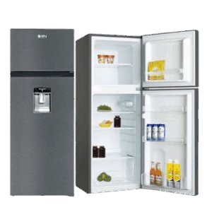 Key Features 270 Liters Water dispenser Low Noise Dark Silver Color Environmental Friendly Technology Double door refrigerator LED Lamp Defrost Type: Defrost Fast freeze function Refrigerator Type : Double Door Refrigerator Multi air flow system Precise temperature control Interior led light for fridge compartment Fast freeze function Big vegetable crisper with humidity control design Adjustable spill-proof shelf