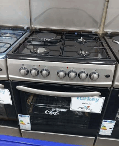 Super Chef free standing cooker 60x60cm - 3 gas- 1  electric with Oven electric key Features: 60x60cm size 3 gas plates 1 electric plate nosel {low gas consumption} self ignition timer temperature light in oven electric oven and grill.