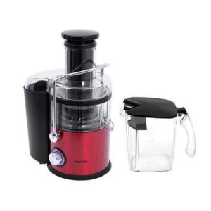 Key Features HEALTHY & DELICIOUS JUICES, 75MM EXTRA LARGE FEEDING TUBE: Extracts the maximum amount of nutrients, vitamins & juice from minimum amounts of fruits, vegetables & leafy greens without destroying the natural flavor & nutritional benefits. In this juicer, whole fruit & vegetable can easily fit due to the extra-large feeding tube. Some fruits may need to be cut into halves. STAINLESS STEEL HOUSING & DOUBLE SAFETY LOCK - The metal body guarantees protection from damage & long operation of the juice machine. Ensure all components and metal locking arms are properly locked before switching on the machine. 2.2L PULP CONTAINER & LARGE JUICE CUP, DUAL SPEED WITH PULSE - Pulp collector can contain 2.2L of processed residues of vegetables or fruits. There are two-speed settings with pulse function, use “I” low speed for softer ingredients, “II” speed for harder ones, and Pulse function for extra power. EASY TO CLEAN WITH OVERHEAT PROTECTOR –An overheat protector built onto the motor protect it from overburning. It has a sturdy body with easily dismountable parts. All parts except the motor can be easily rinsed underwater.