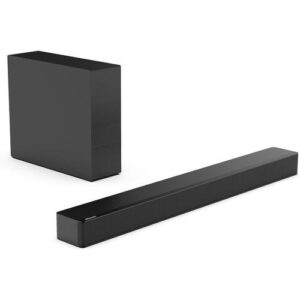 Key Features Quick Touch EQ Modes - Get the best audio performance from music, movies, and news with a simple touch of the remote with 7 preset EQ settings. Easy Connectivity - With HDMI ARC, the Hisense HS2100 can connect to your TV through a single HDMI cable (included), connect wirelessly via Bluetooth, and control both with one remote. You’ll be enjoying better TV sound in minutes. DTS:X - Whether you’re gaming, watching your favorite movie or show, or listening to that new track on repeat, DTS Virtual X enhances the entertainment you love across all of your devices. It goes beyond ordinary listening by transporting you with the breakthrough spatial sound experience that draws you in deeper, so you hear and feel more. Wireless Music Streaming - Wireless Bluetooth technology easily connects to smart devices so the listener can enjoy their favorite playlists from their phone or other wireless devices. Wireless Subwoofer - A wireless subwoofer delivers the robust low-end frequencies that punctuate your favorite movies, music, and games, without any messy wires. You’ll feel the “boom” while the two front- facing speakers project bright, clear high- and mid-range frequencies.