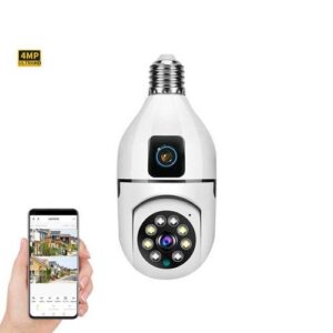 Bulb WIFI Dual Lens Camera 2 MP + 2 MP HD View Night vision Wireless CCTV Motion detection Camera Two Way Audio SD card supported Wireless CCTV V380 Pro Mobile app Camera View on Mobile