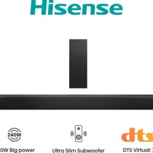 Channel system: 2.1 CH Soundbar Total output power: 240 W Wireless to subwoofer Powerful bass Dolby Audio Series: HS Series