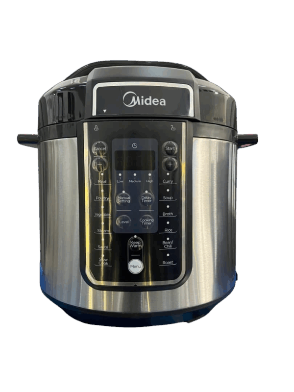 For stir-fries and pressure cooking. Power 1000W Multi-function 90min operation Stainless Steel Cover