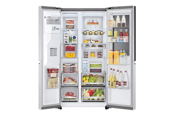 LG Refrigerator 635Ltrs | Mirror InstaView Door-in-Door | UVnano™ GC-X267MSEW Noble Steel 635 Ltrs Net Storage Capacity Inverter Linear Compressor InstaView Door-in-Door™ ThinQ (Wi-fi) Door Cooling+™ Water and Ice Dispenser with UV Nano Self-Cleaning Water Dispenser Hygiene Fresh+™ The intelligent air filter can not only remove bacteria up to 99.999%, but also minimize bad odor in the refrigerator.