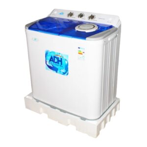 It has a see-through transparent window that allows you see your laundry process. It also comes with a 2-way lint filter and a drain hose protection.