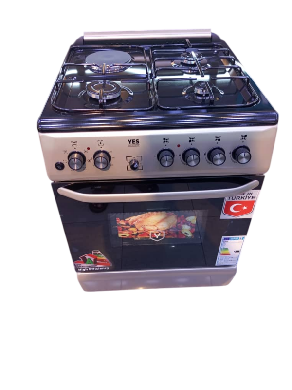 Key Features: - 3 Gas Burners: Precise flame control for traditional cooking - 1 Electric Plate: Convenient for quick heating and electric cooking - Rotisserie Oven: Perfect for roasting meats and achieving even cooking - Electric Oven: Ideal for baking, roasting, and more - Self-Ignition Switch: Easy burner ignition for convenience - Timer: Precise control over cooking time - Temperature Control: Adjust heat to suit your cooking needs